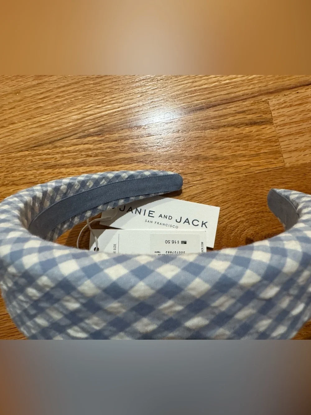 Janie and Jack girls new with tags Light Blue Gingham Padded Headband girls